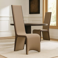 Cid Adya Dining Side Chair Set of 2, Beige Faux Leather, Gray Ash Wood - BM338526