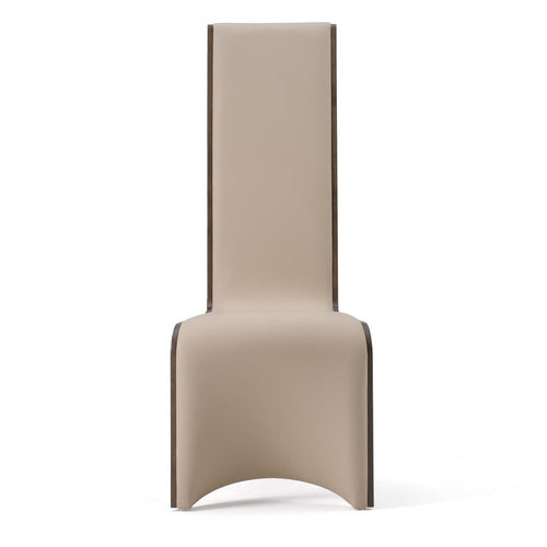 Cid Adya Dining Side Chair Set of 2, Beige Faux Leather, Gray Ash Wood - BM338526