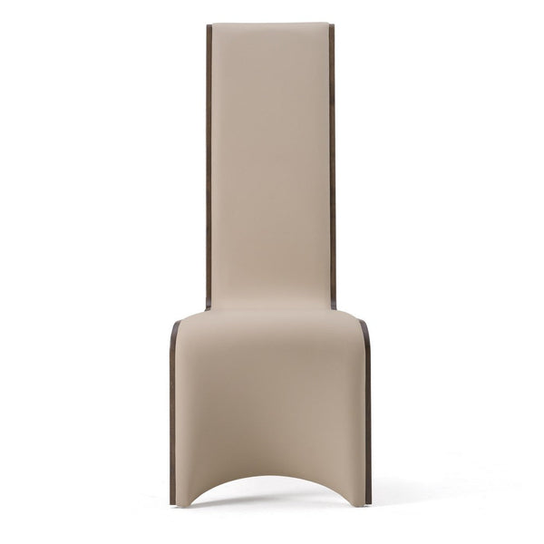 Cid Adya Dining Side Chair Set of 2, Beige Faux Leather, Gray Ash Wood - BM338526