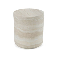Cid Bena End Table, Beige Travertine Sculptural Design, 16 Inch -BM338530