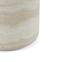 Cid Bena End Table, Beige Travertine Sculptural Design, 16 Inch -BM338530