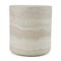 Cid Bena End Table, Beige Travertine Sculptural Design, 16 Inch -BM338530