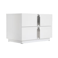 Cid Inji Nightstand, 2 Drawers, White High Gloss Finish, 28 Inch - BM338531