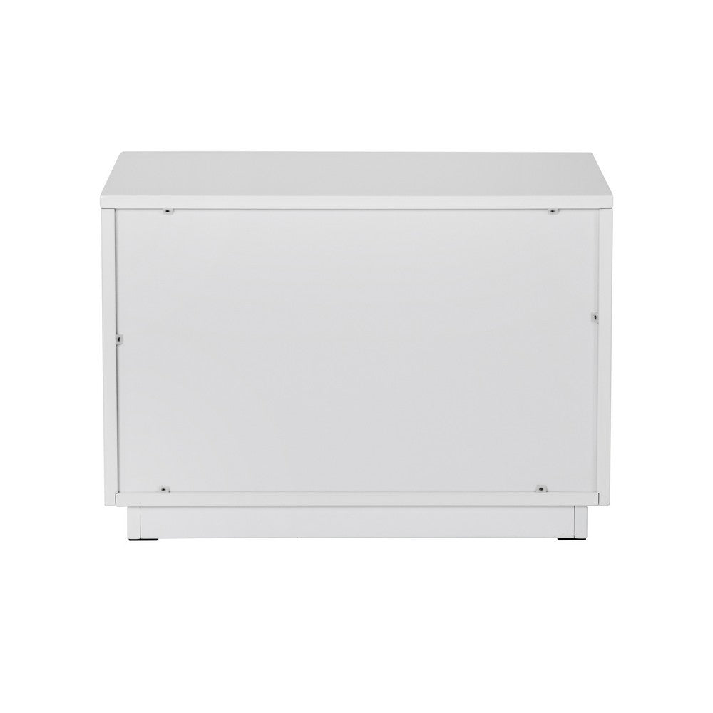Cid Inji Nightstand, 2 Drawers, White High Gloss Finish, 28 Inch - BM338531