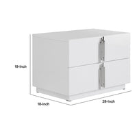 Cid Inji Nightstand, 2 Drawers, White High Gloss Finish, 28 Inch - BM338531