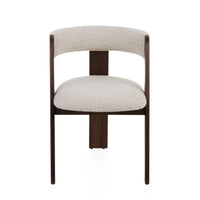 Cid Ashi Dining Chair Set of 2, Cream Fabric, Rich Dark Brown Oak Wood - BM338533