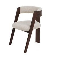 Cid Ashi Dining Chair Set of 2, Cream Fabric, Rich Dark Brown Oak Wood - BM338533