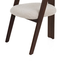 Cid Ashi Dining Chair Set of 2, Cream Fabric, Rich Dark Brown Oak Wood - BM338533