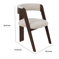 Cid Ashi Dining Chair Set of 2, Cream Fabric, Rich Dark Brown Oak Wood - BM338533