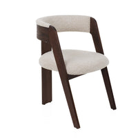 Cid Ashi Dining Chair Set of 2, Cream Fabric, Rich Dark Brown Oak Wood - BM338533