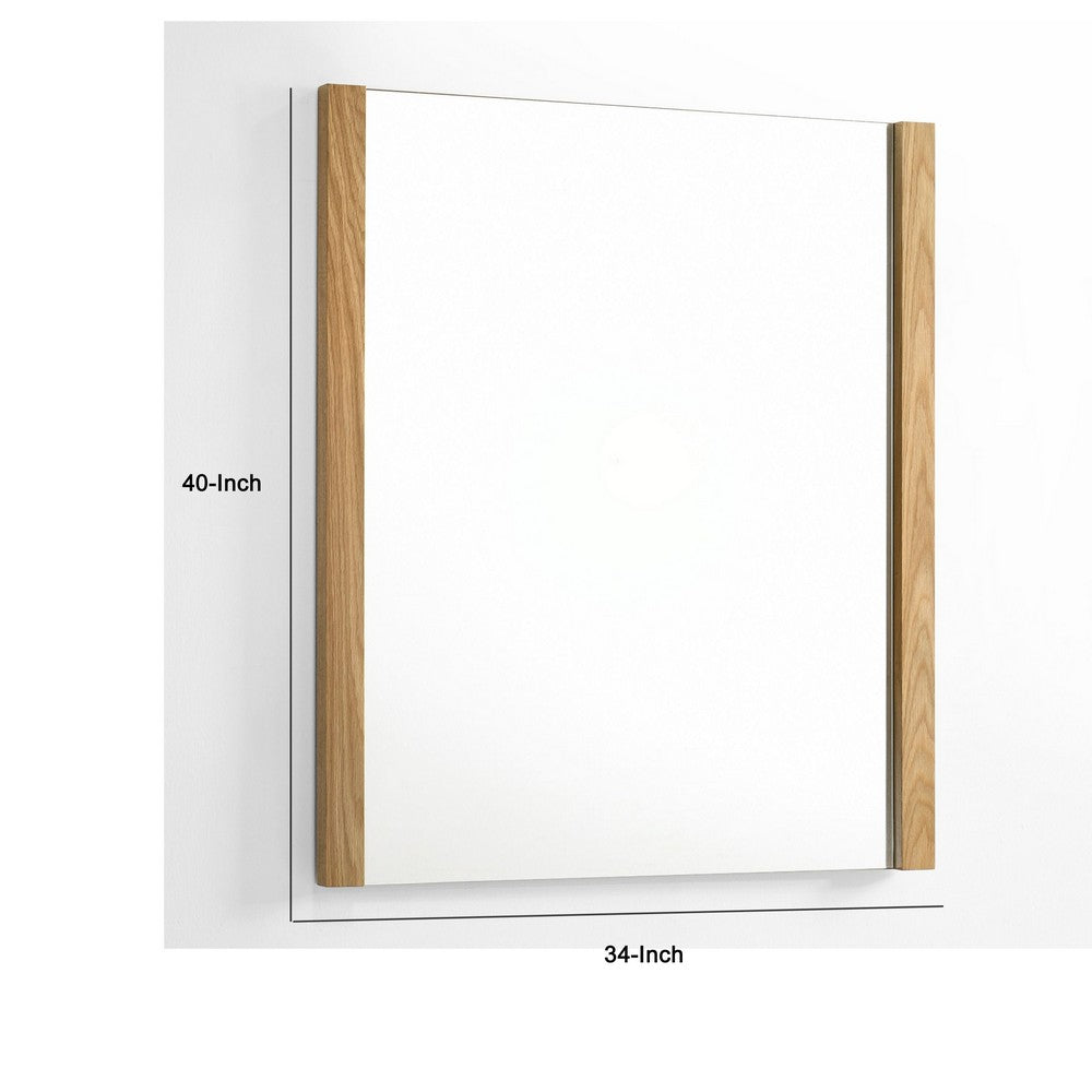 Noe Ruby Dresser Mirror, Natural Brown Oak Veneer, Rectangular 34 x 40 -BM338537