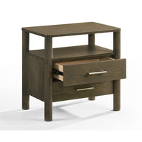 Cid Caro Nightstand, 2 Drawers 1 Shelf, Wenge Brown Rubberwood, 24 Inch - BM338538