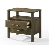 Cid Caro Nightstand, 2 Drawers 1 Shelf, Wenge Brown Rubberwood, 24 Inch - BM338538