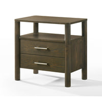 Cid Caro Nightstand, 2 Drawers 1 Shelf, Wenge Brown Rubberwood, 24 Inch - BM338538