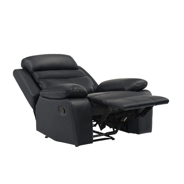 Hanna Manual Reclining Chair, Black Top Grain Leather - BM338546