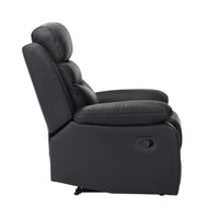 Hanna Manual Reclining Chair, Black Top Grain Leather - BM338546
