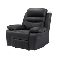 Hanna Manual Reclining Chair, Black Top Grain Leather - BM338546