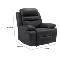 Hanna Manual Reclining Chair, Black Top Grain Leather - BM338546