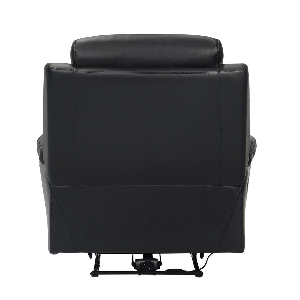 Hanna Power Reclining Chair, USB Port, Black Top Grain Leather - BM338547
