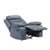 Hanna Manual Reclining Chair, Blue Top Grain Leather Cushions - BM338552