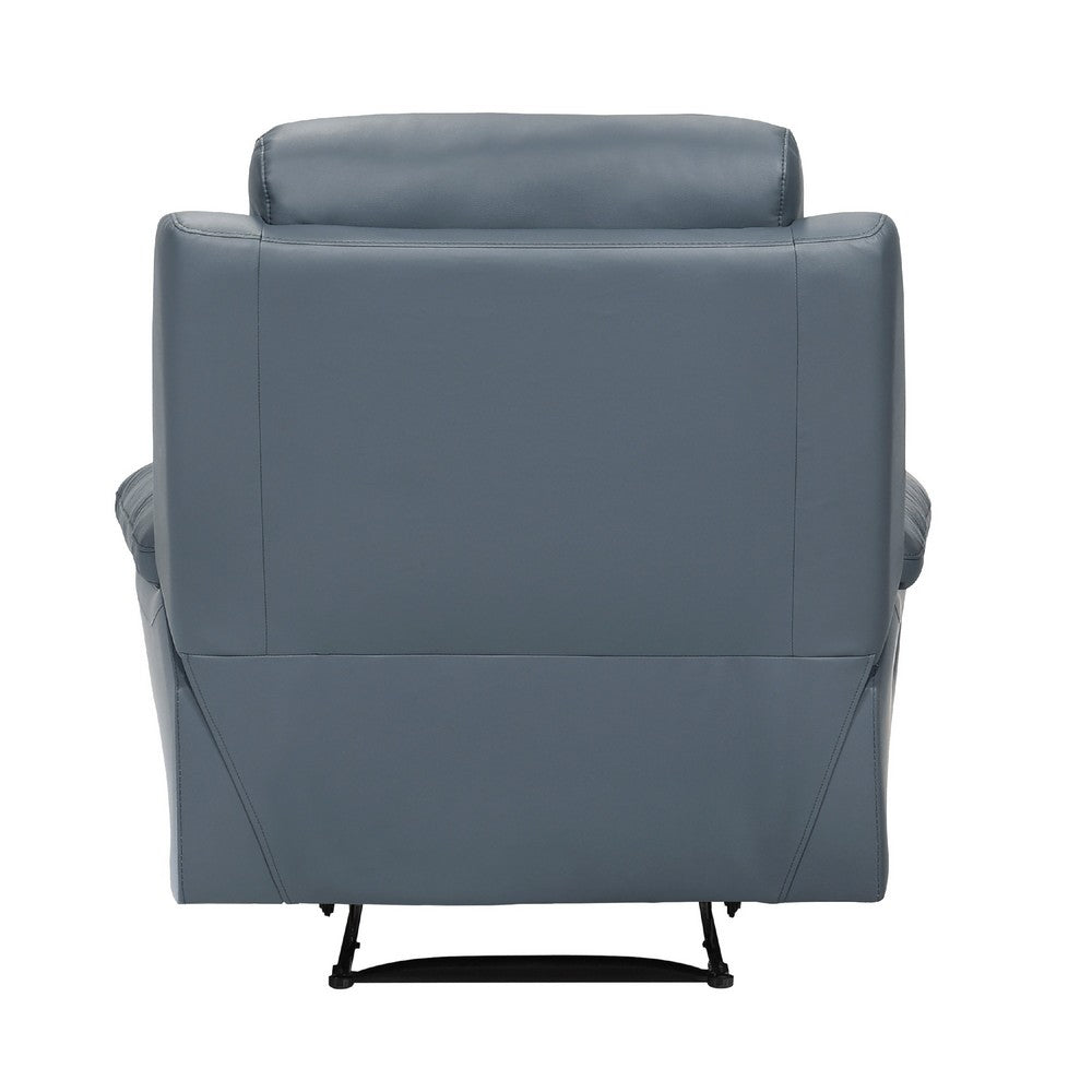 Hanna Manual Reclining Chair, Blue Top Grain Leather Cushions - BM338552