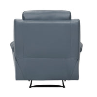 Hanna Manual Reclining Chair, Blue Top Grain Leather Cushions - BM338552