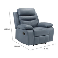 Hanna Manual Reclining Chair, Blue Top Grain Leather Cushions - BM338552
