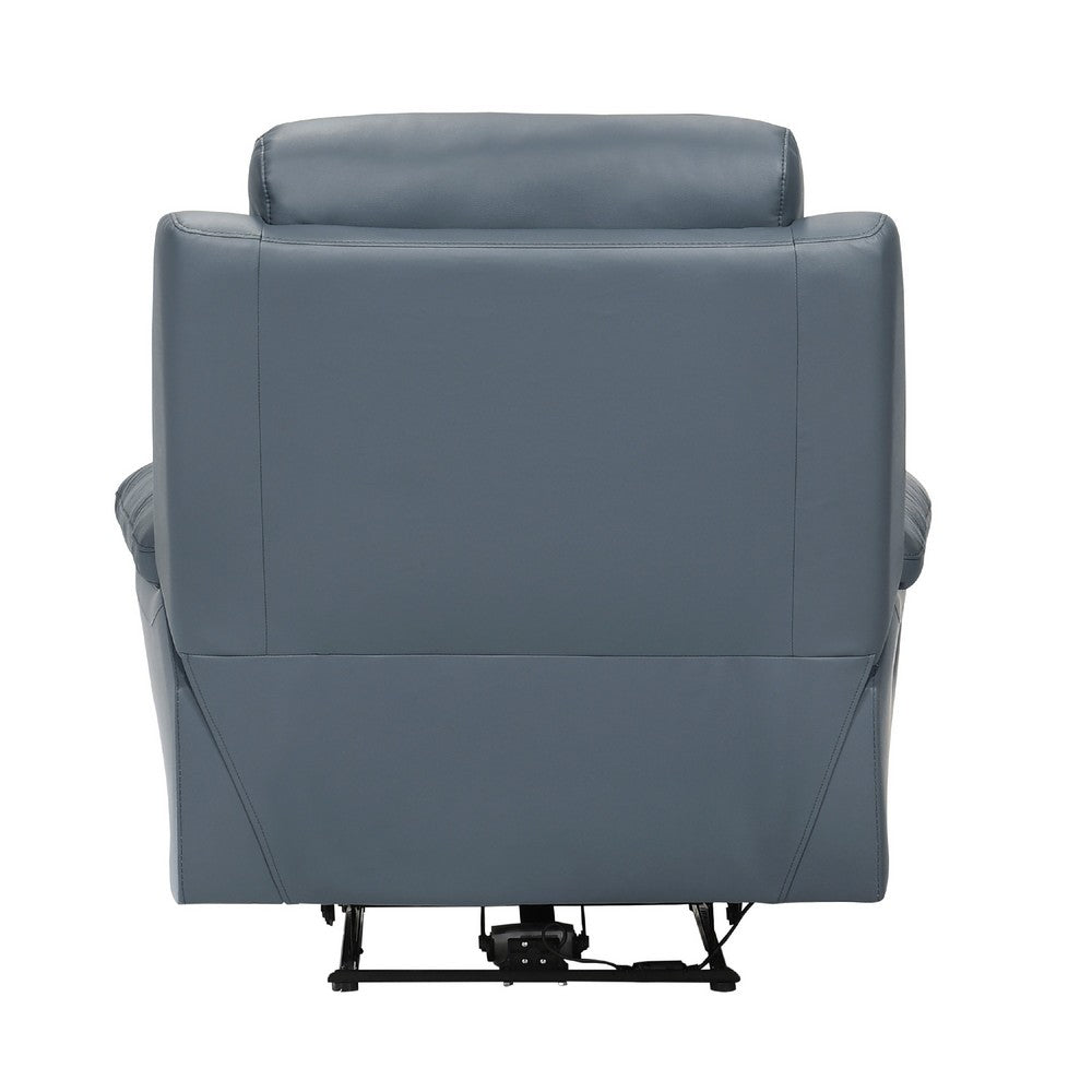 Hanna Power Reclining Chair, Blue Top Grain Leather Cushions, USB Port - BM338553