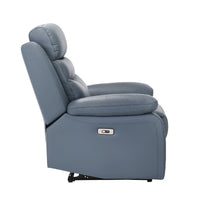 Hanna Power Reclining Chair, Blue Top Grain Leather Cushions, USB Port - BM338553