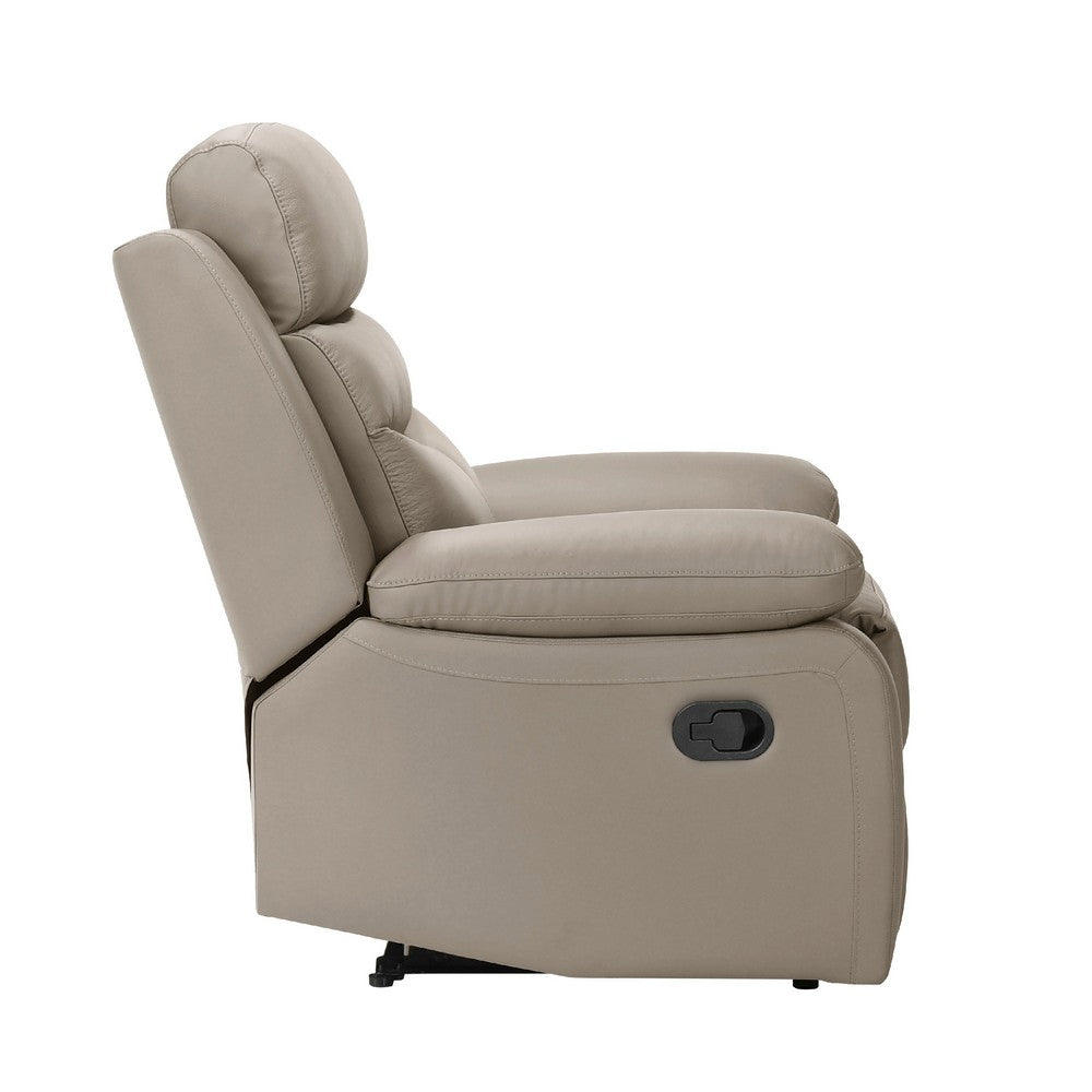 Hanna Manual Reclining Chair, Latte Brown Top Grain Leather Cushions - BM338558