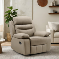 Hanna Manual Reclining Chair, Latte Brown Top Grain Leather Cushions - BM338558