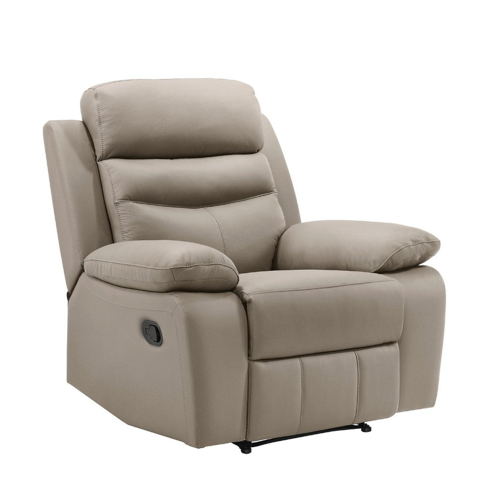 Hanna Manual Reclining Chair, Latte Brown Top Grain Leather Cushions - BM338558