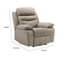 Hanna Power Reclining Chair, Latte Brown Top Grain Leather, USB - BM338559