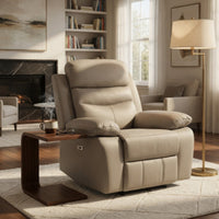 Hanna Power Reclining Chair, Latte Brown Top Grain Leather, USB - BM338559