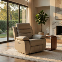 Hanna Power Reclining Chair, Latte Brown Top Grain Leather, USB - BM338559