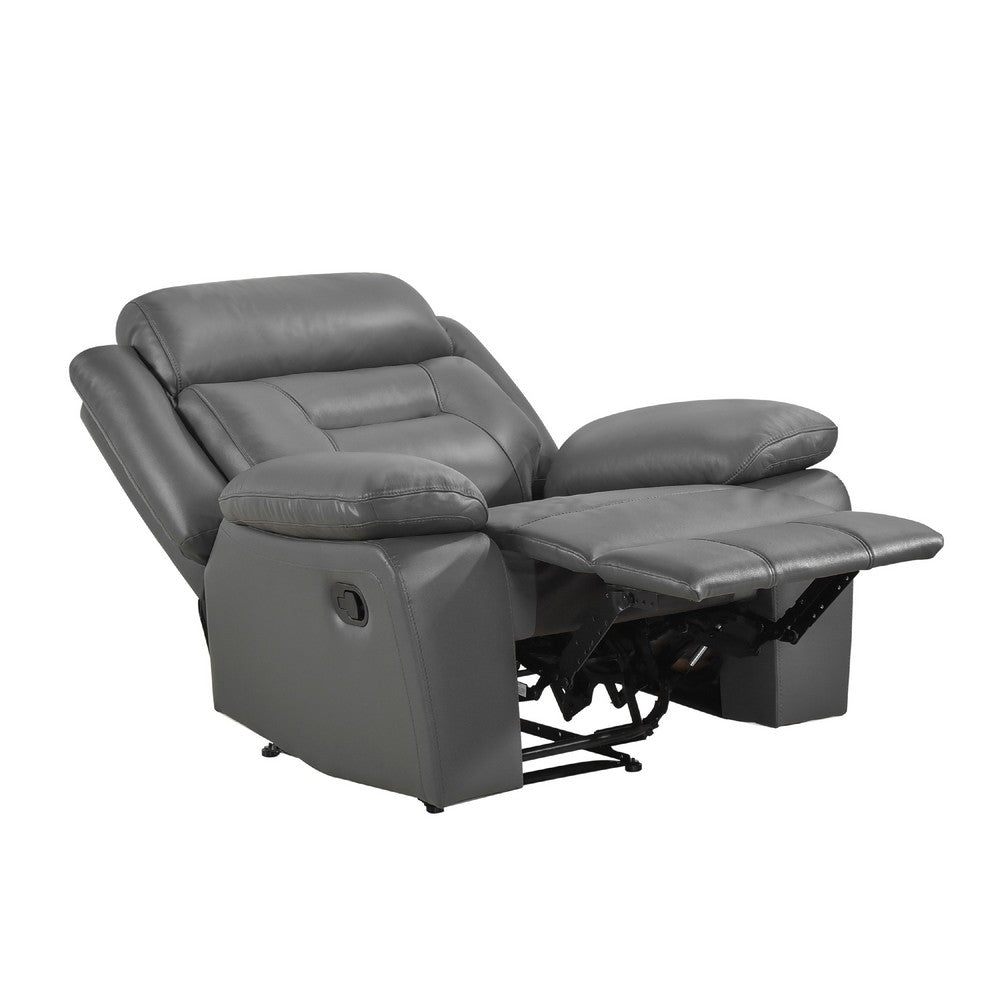 Conia Manual Reclining Chair, Dark Gray Top Grain Leather - BM338564