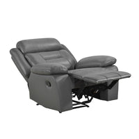 Conia Manual Reclining Chair, Dark Gray Top Grain Leather - BM338564