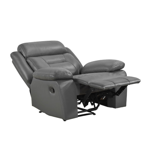 Conia Manual Reclining Chair, Dark Gray Top Grain Leather - BM338564