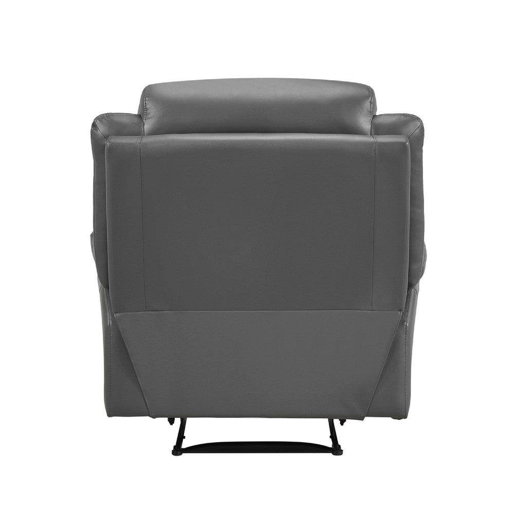 Conia Manual Reclining Chair, Dark Gray Top Grain Leather - BM338564