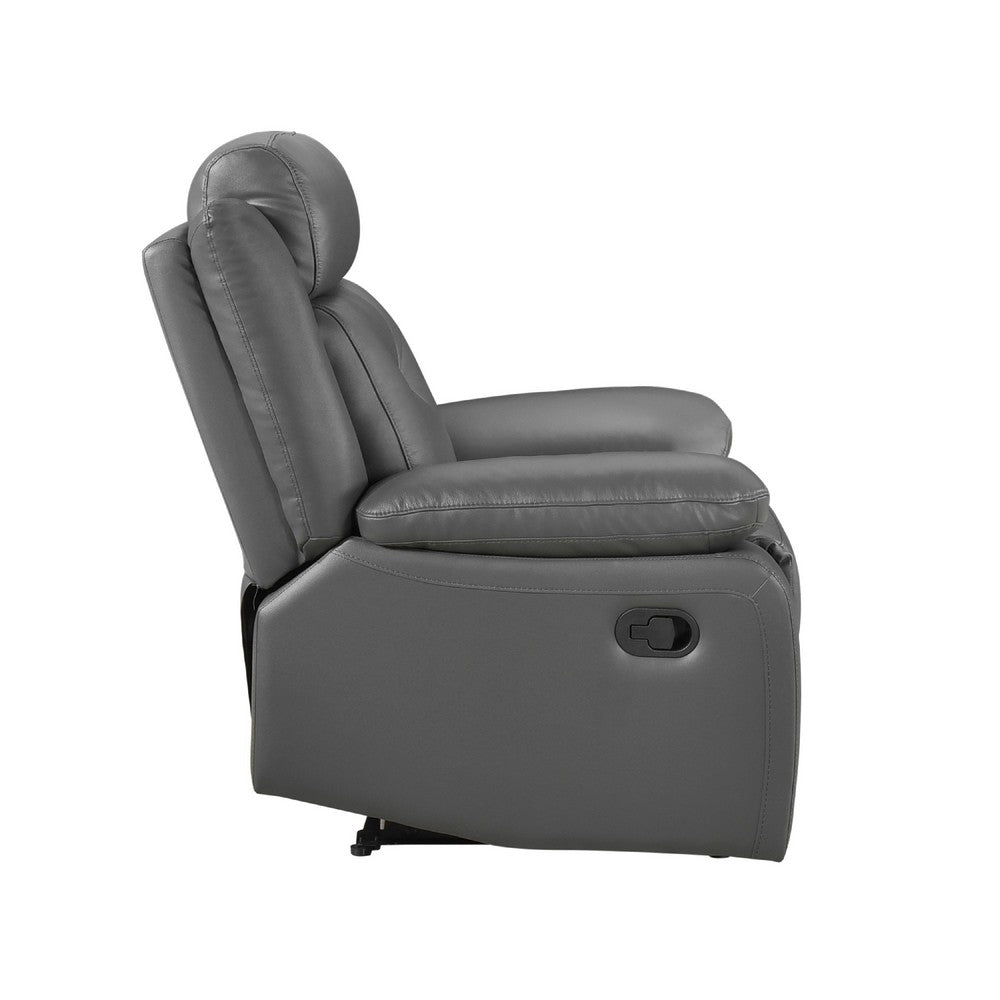 Conia Manual Reclining Chair, Dark Gray Top Grain Leather - BM338564