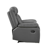 Conia Manual Reclining Chair, Dark Gray Top Grain Leather - BM338564