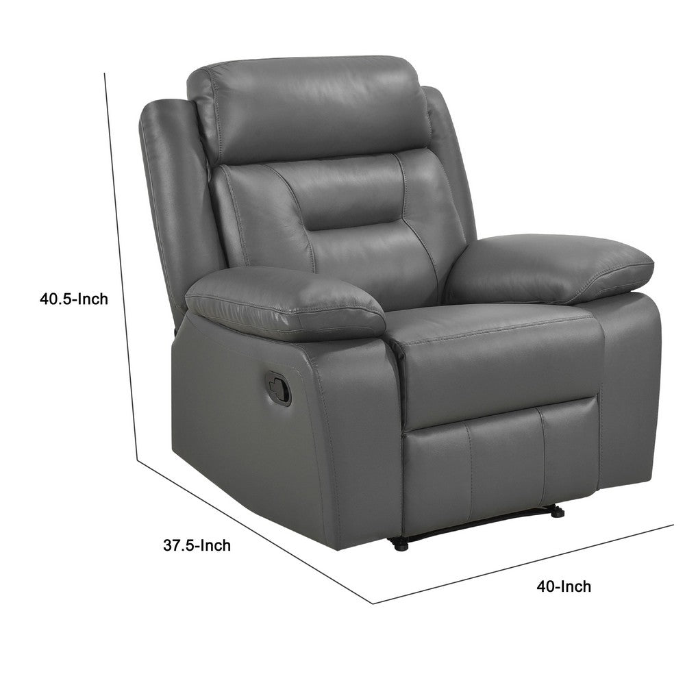 Conia Manual Reclining Chair, Dark Gray Top Grain Leather - BM338564