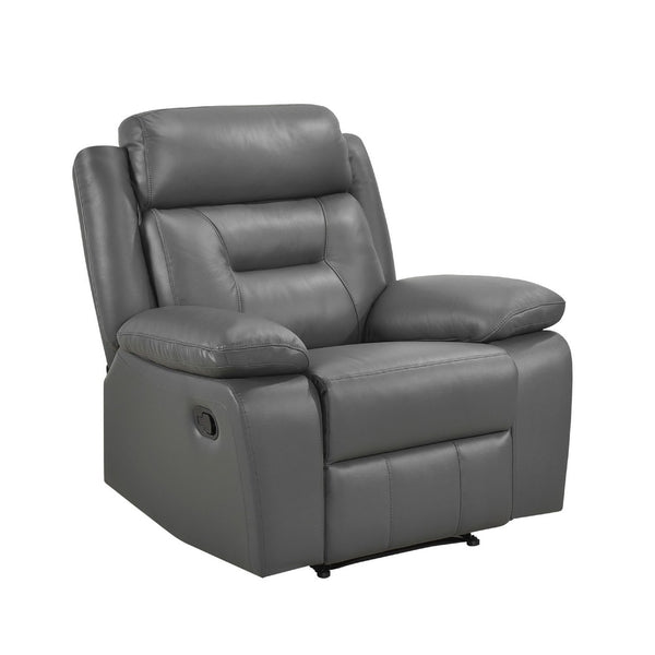 Conia Manual Reclining Chair, Dark Gray Top Grain Leather - BM338564
