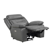 Conia Power Reclining Chair, Dark Gray Top Grain Leather, USB Port - BM338565