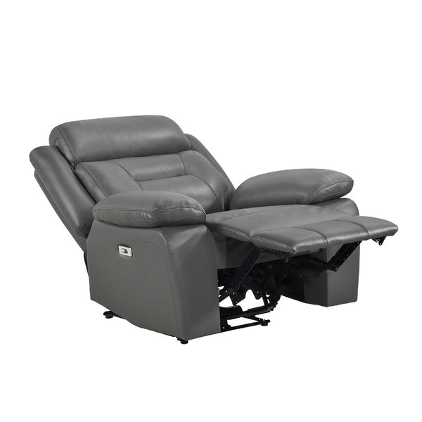 Conia Power Reclining Chair, Dark Gray Top Grain Leather, USB Port - BM338565