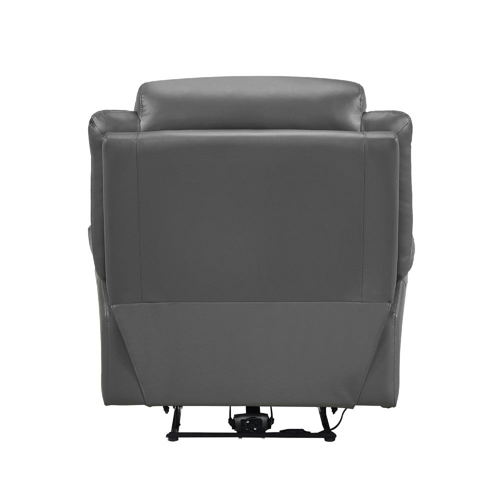 Conia Power Reclining Chair, Dark Gray Top Grain Leather, USB Port - BM338565