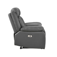 Conia Power Reclining Chair, Dark Gray Top Grain Leather, USB Port - BM338565