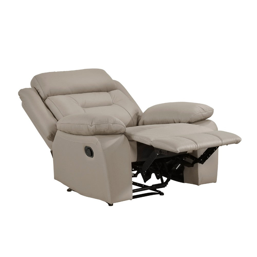 Conia Manual Reclining Chair, Latte Beige Top Grain Leather Cushions - BM338570