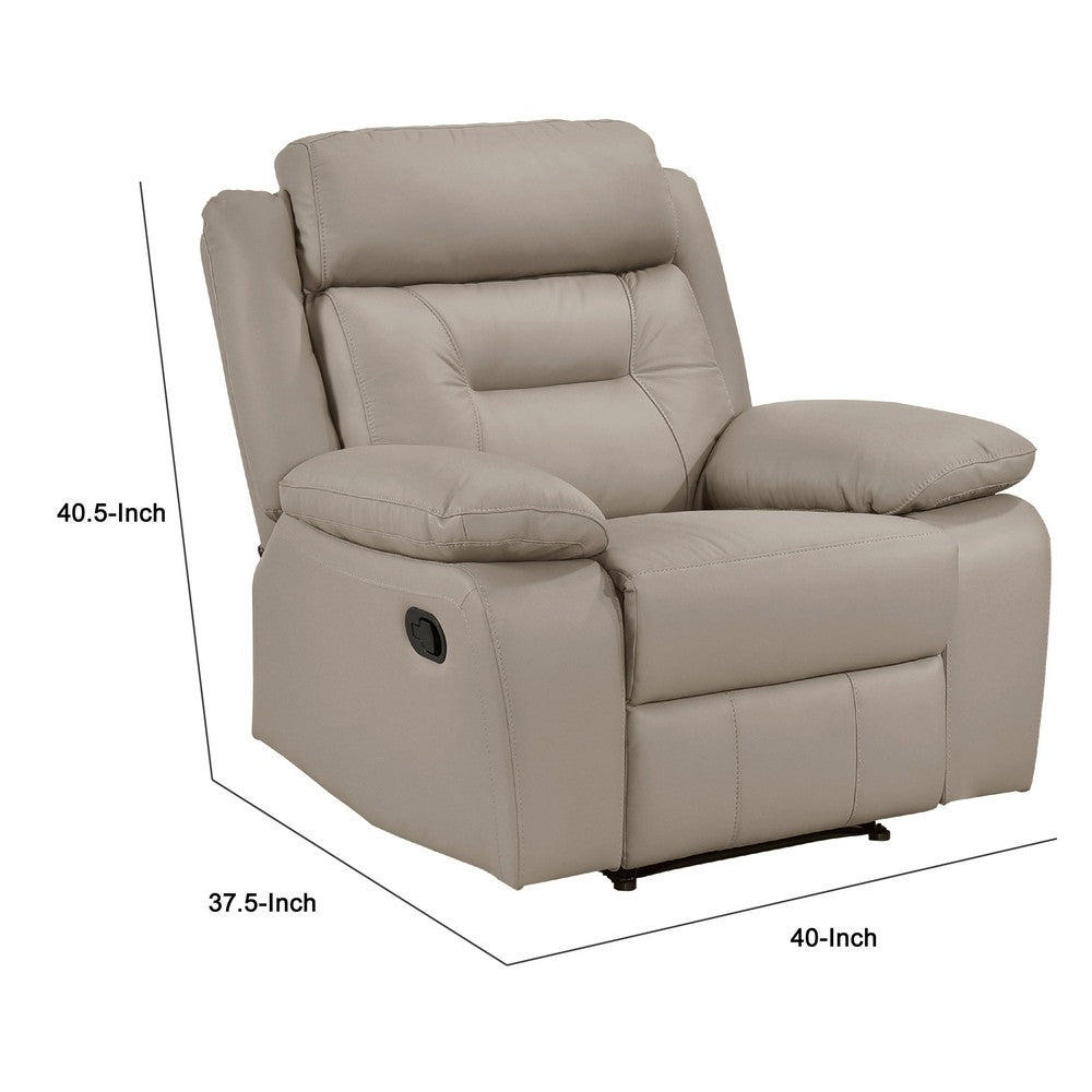Conia Manual Reclining Chair, Latte Beige Top Grain Leather Cushions - BM338570