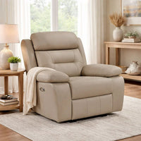 Conia Power Reclining Chair, Soft Latte Beige Leather, USB Charger - BM338571